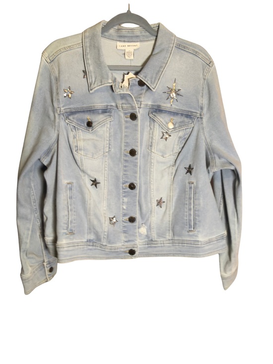 Lane Bryant Jackets & Blazers - Lane Bryant Light Wash Star-Embellished Denim Jacket